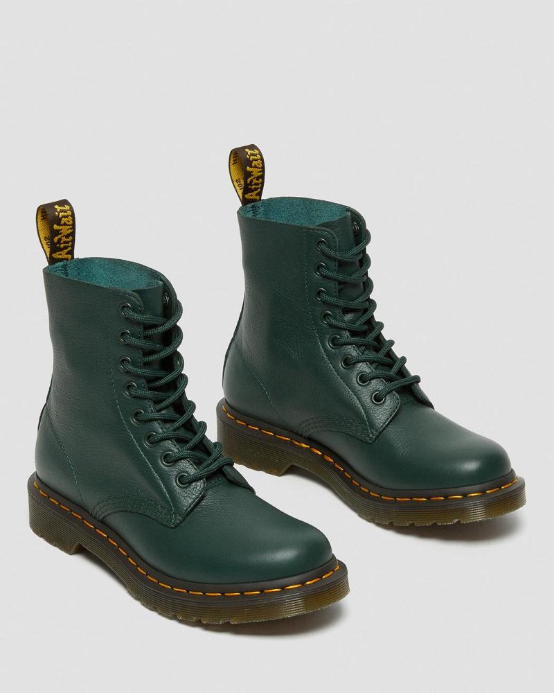 Botines Dr Martens 1460 Pascal Virginia Cuero Mujer Verdes | MX 87RVD